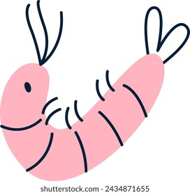 Shrimp Childish Mollusk Vector Illustration