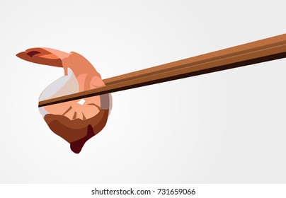 Shrimp Chopsticks Vector illustration