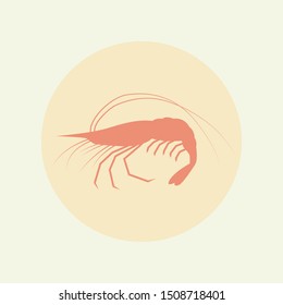 Shrimp. Circle. Pink background. Illustration.