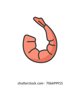 Shrimp color flat line icon.