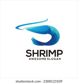 Shrimp colorful gradient logo vector