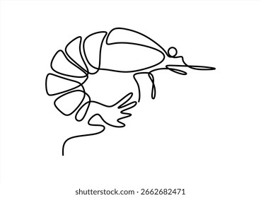 Linha contínua de camarão.  Art. ícone de linha-desenho de linha contínua. Traçado editável. 