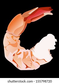  shrimp cooked on a black background