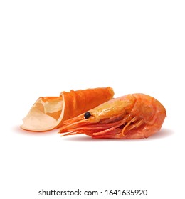 Shrimp and crab sticks low poly. Fresh, nutritious, tasty crab sticks and prawn. Seafood delicacies. Vector illustration. Shrimp and crab sticks in triangulation technique.