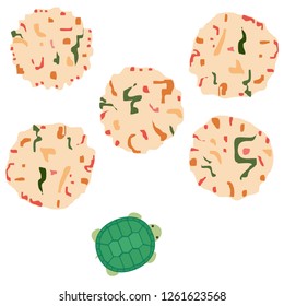 Shrimp crackers and tortoise