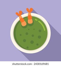 Shrimp cream soup icon flat vector. Dining lunch. Restaurant dish food