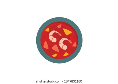 Shrimp in curry prawn soup vector illustration isolated on white background