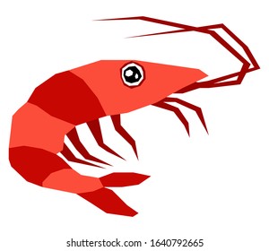 Shrimp cute animal clip art flat vector colorful illustration