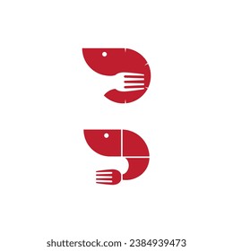 shrimp and cutlery vector illustration for icon,symbol or logo. suitable for a seafood restaurant logo
