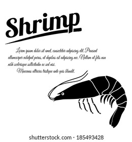 Shrimp design poster on white background with space for your text, vector illustration