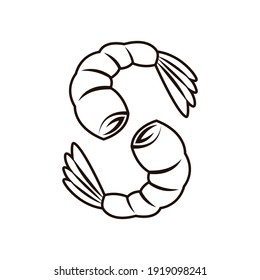 Shrimp doodle symbol. Shrimp logo design.