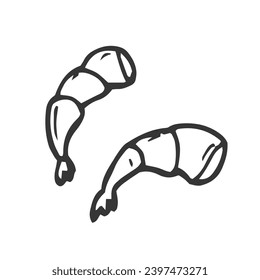 Shrimp doodle symbol. Shrimp logo design. Vector sketch