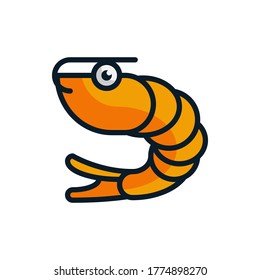 Shrimp filled outline icons. Vector illustration. Editable stroke. Isolated icon suitable for web, infographics, interface and apps.