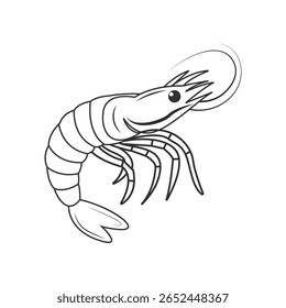 Ícone de peixe de camarão vetor silhueta isolado no branco