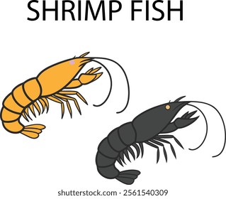 a shrimp fish logo silhoutte vector illustration