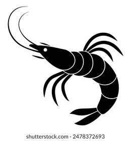 Shrimp fish silhouette vector illustration