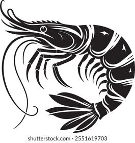 shrimp fish of silhouette vector illustration