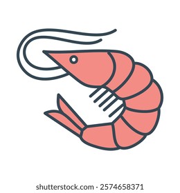 Shrimp flat color icon. Sea food isolated vector illustration on white background.