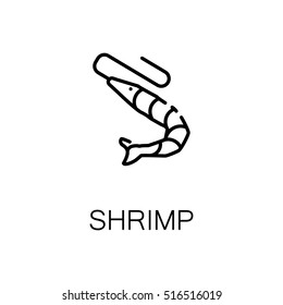 Shrimp flat icon. Single high quality outline symbol of seafood for web design or mobile app. Thin line signs of shrimp for design logo, visit card, etc. Outline pictogram of shrimp