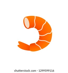 shrimp flat isolated illustration on white background