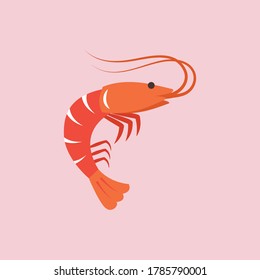 Shrimp in flat style. Vector illustration