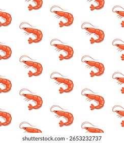 Padrão de design de vetor plano de camarão