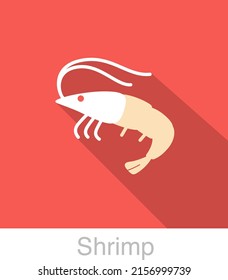 Shrimp food flat icon vector  vector illustration