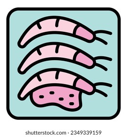 Shrimp food icon outline vector. Caribbean dish. Dish cuba color flat