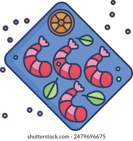 Shrimp food linear color vector illustration