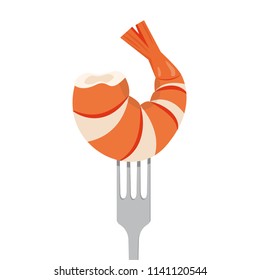 shrimp and fork cartoon vector. free space for text. wallpaper.