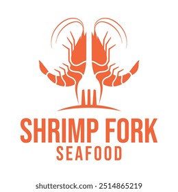 shrimp fork seafood minimalist logo design