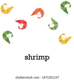 Shrimp fresh seafood. Vector background. Food and restaurant design.