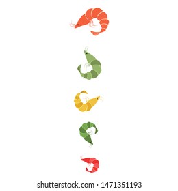 Shrimp fresh seafood. Vector background. Food and restaurant design.