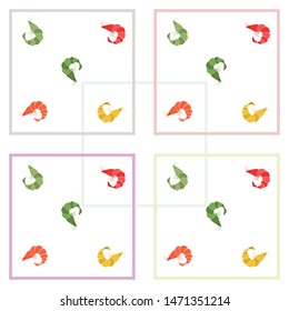 Shrimp fresh seafood. Vector background. Food and restaurant design.