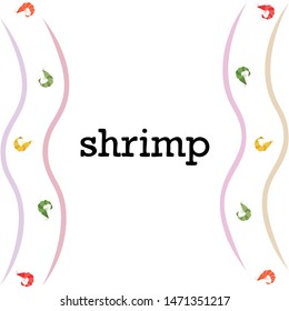 Shrimp fresh seafood. Vector background. Food and restaurant design.