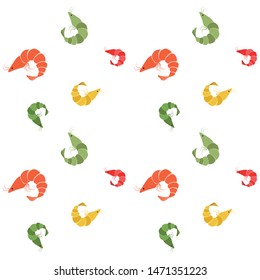 Shrimp fresh seafood. Vector background. Food and restaurant design.