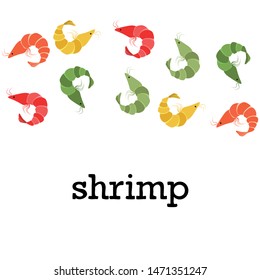 Shrimp fresh seafood. Vector background. Food and restaurant design.