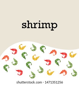 Shrimp fresh seafood. Vector background. Food and restaurant design.