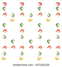 Shrimp fresh seafood. Vector background. Food and restaurant design.