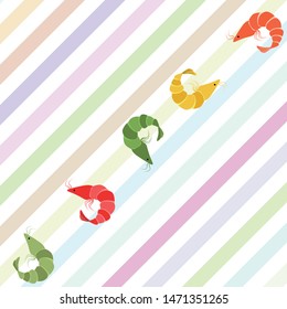 Shrimp fresh seafood. Vector background. Food and restaurant design.