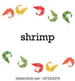 Shrimp fresh seafood. Vector background. Food and restaurant design.