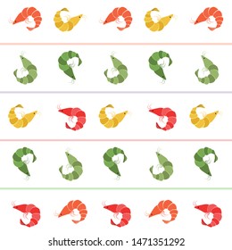 Shrimp fresh seafood. Vector background. Food and restaurant design.