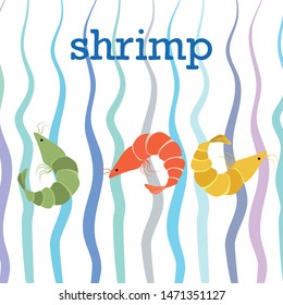 Shrimp fresh seafood. Vector backgroung. Food and restaurant design.