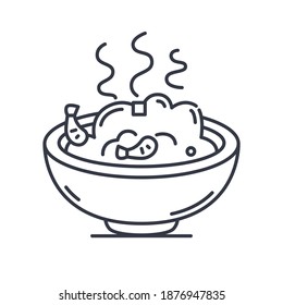 Shrimp fried rice icon, linear isolated illustration, thin line vector, web design sign, outline concept symbol with editable stroke on white background.