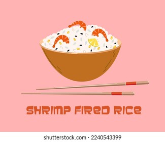 Shrimp fried rice vector illustration