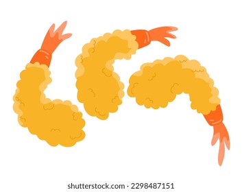 shrimp fried in tempura. Yakitori prawns. Asian cuisine. illustration for menus, brochures, posters.
