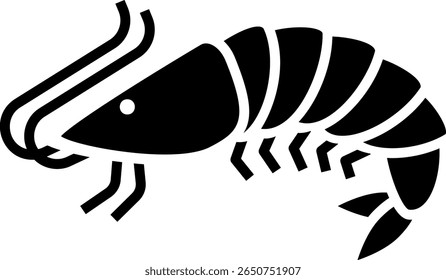 Ilustração de vetor de ícone de glifo de camarão