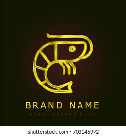 Shrimp golden metallic logo