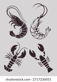Icono de Vector de origen gráfico de camarón.
