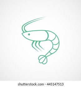 Shrimp Green Line Icon On White Background